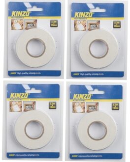 Kinzo 4x Dubbelzijdig tape 19 mm x 2,3 meter - Action products