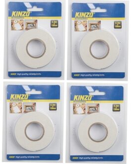 Kinzo 4x Dubbelzijdig tape - 19 mm x 2,3 meter - tweezijdig tape