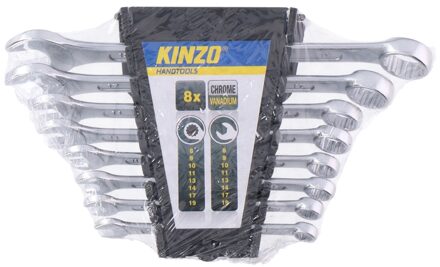 Kinzo 8 delige Ringsleutel Set - Steeksleutel Set - 8 delig - 8 mm - 19 mm