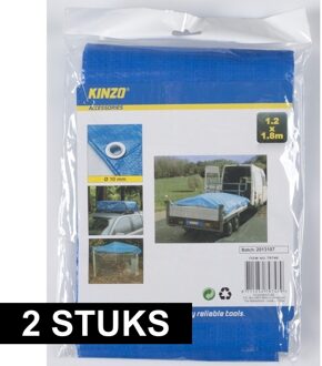 Kinzo afdekzeil / dekzeil - 2x - blauw - 1,2 x 1,8 meter - dekkleed / zeilen - outdoor