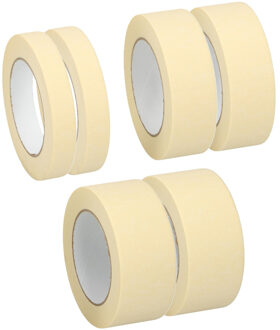 Kinzo Afplaktape/schilderstape - 2x verschillende maten - wit - 19/25/50mm x 5m - binnen/buiten - Tape (klussen)