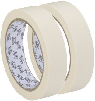 Kinzo Afplaktape/schilderstape - 2x - wit - 25mm x 25m - voor binnen/buiten