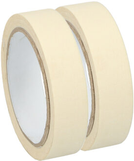 Kinzo Afplaktape/schilderstape - 2x - wit - 25mm x 25m - voor binnen/buiten