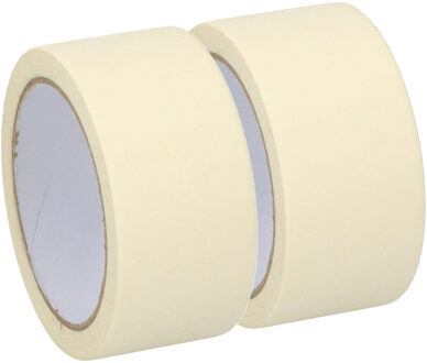 Kinzo Afplaktape/schilderstape - 2x - wit - 36mm x 25m - voor binnen/buiten