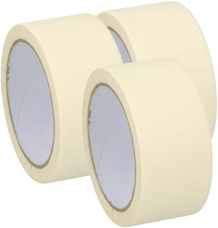 Kinzo Afplaktape/schilderstape - 3x - wit - 36mm x 25m - voor binnen/buiten