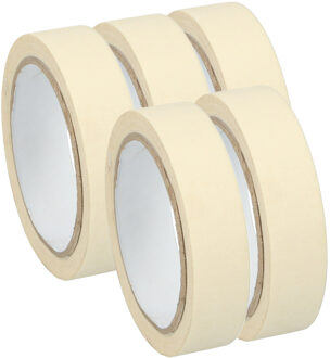 Kinzo Afplaktape/schilderstape - 5x - wit - 25mm x 25m - voor binnen/buiten