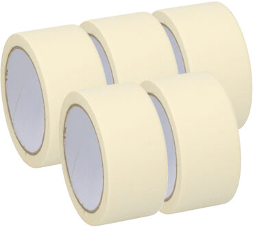 Kinzo Afplaktape/schilderstape - 5x - wit - 48mm x 25m - voor binnen/buiten