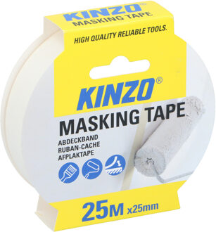 Kinzo Afplaktape/schilderstape - wit - 25mm x 25m - voor binnen/buiten - Tape (klussen)