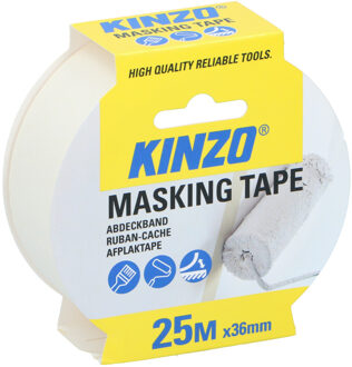 Kinzo Afplaktape/schilderstape - wit - 36mm x 25m - voor binnen/buiten - Tape (klussen)