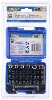 Kinzo Bitset 37 Stuks - Doppenset voor Ratelschroevendraaier - Incl. Opbergbox Zwart