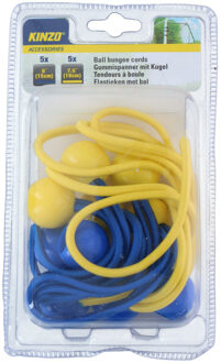 Kinzo Elastiek spanners met bal - set 5x stuks - vastzetten zeilen/goals/zonnescherm/spandoek