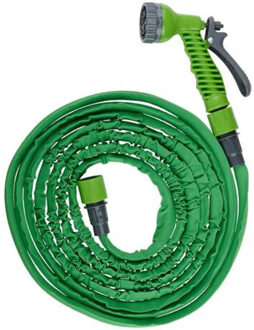 Kinzo Flexibele/uitrekbare tuinslang - 5-10 meter - met sproeikop - tuinbewatering
