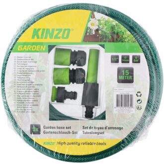 Kinzo Garden tuinslang set met opzetstukken 15 meter - Tuinslangen Multikleur