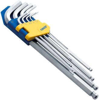 Kinzo gereedschap kogel Inbussleutelsset - 9-delig - metaal - aan ringen