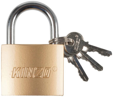 Kinzo Hangslot - 50 mm - 3 sleutels - messing