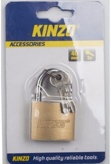 Kinzo Hangsloten messing 40mm - Hangsloten Multikleur