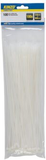 Kinzo Kabelbinders - 100x - wit - 3,6 x 300 mm - tie wraps / rips