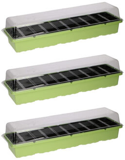Kinzo Kweekbak - 3x - Zaaibak - met 20 vakjes - transparante deksel - 53 x 14 x 8 cm - Moestuin