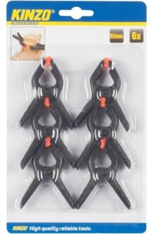 Kinzo Lijmklemmen - 6 stuks - 65 mm - hobbyklemmen - marktkraam klem Zwart