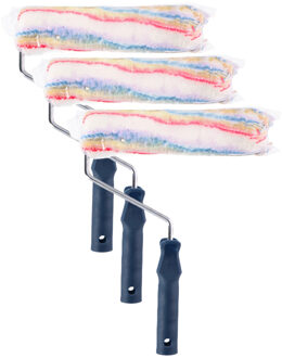 Kinzo Muur vacht verfroller met beugel - 3x - 6 x 25 cm - Verfspullen - Schilderen - Brede rollers