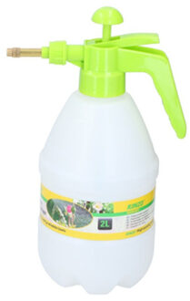 Kinzo Plantenspuit met hoge druk sproeier/sproeikop - kunststof - 2 liter - wit/groen - Plantenspuiten