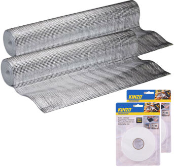 Kinzo Radiatorfolie met bevestiging tape - 2x - 250 x 50 cm - aluminium - energiebesparende isolatiefolie