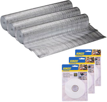 Kinzo Radiatorfolie met bevestiging tape - 3x - 250 x 50 cm - aluminium - energiebesparende isolatiefolie