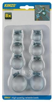 Kinzo Slangenklemmen kaart a 8 stuks zilver