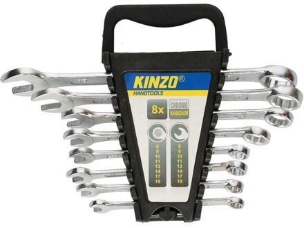 Kinzo Steeksleutels - 8-delig - ringsleutelset - metaal