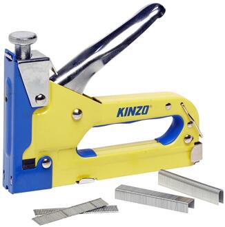 Kinzo Tacker nietmachine - incl. 1500 spijkers en nieten - voor vloerbedekking en hout - Nietmachine Geel