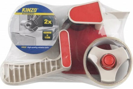 Kinzo Tape dispenser inclusief 2x rollen tape - Tape (klussen) Multikleur