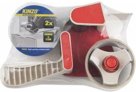 Kinzo Tape dispenser inclusief 2x rollen tape - Tape (klussen) Multikleur