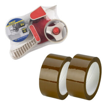 Kinzo Tape dispenser - inclusief 4x rollen dik verpakkings tape - 5 cm x 66 meter