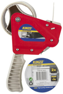 Kinzo Tape/plakband dispenser - inclusief 2x rollen verpakking plakband van 15 meter - breedte 5 cm
