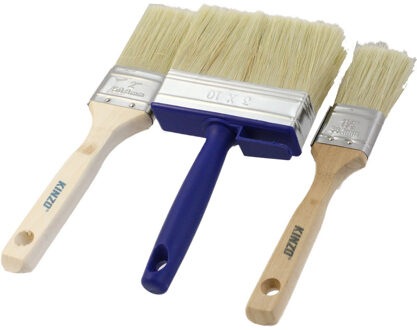 Kinzo Verfkwasten set - 3x stuks - plat - B 38 tot 100 mm - schilder benodigdheden