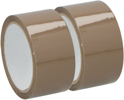 Kinzo Verpakkingstape - 2x - bruin - 48mm x 50m - verpakkingsbenodigdheden voor kantoor/thuis