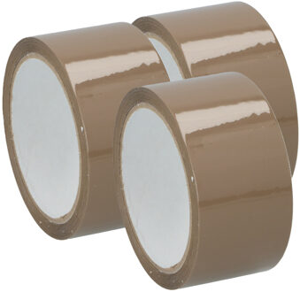 Kinzo Verpakkingstape - 3x - bruin - 48mm x 50m - verpakkingsbenodigdheden voor kantoor/thuis - Tape (klussen)