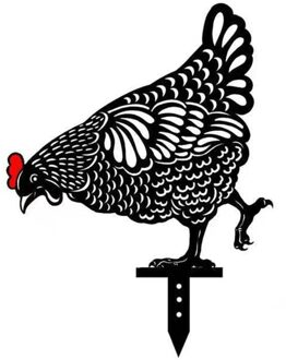 Kip Kip Yard Standbeeld Art Decoratieve Tuin Gazon Stakes Acryl Art Haan Metal Hollow Tuinieren Ornamenten