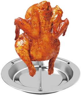 Kip Koffiebrander Rack Standhouder Tray Gegrilde Outdoor Bbq Gereedschap Rvs Turkije Roaster Lade Oven Rotisserie Verticale