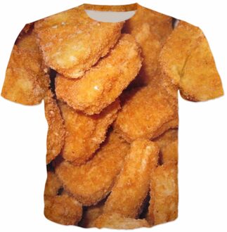 Kip Nuggets 3D Gedrukt T-shirt Toevallige Tee Korte Mouw O-hals Kip Voedsel Tops Unisex Esthetische Stijl Kleding Shirts 5XL