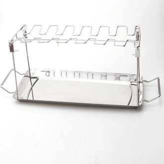Kip Vleugel Been Rack Voor Grill Roker Oven Rvs Verticale Koffiebrander Stand In Veilig Barbecue Accessoires Rack met Plate