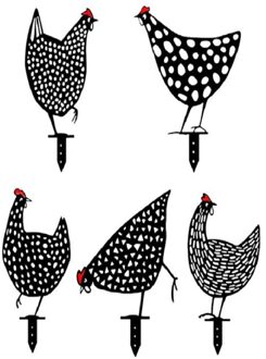 Kip Yard Decor Tuin Decoratie Outdoor Tuin Ornamenten Kip Metalen Yard Art Outdoor Tuin Achtertuin Gazon Decor Hen Yard 5stk