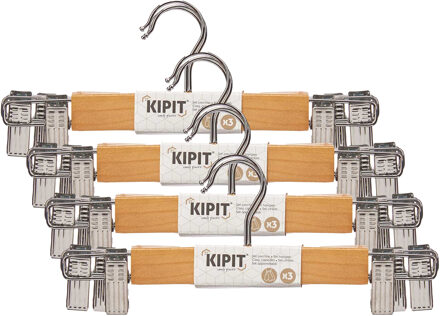 Kipit broeken/rokken kledinghangers - set 12x stuks - lichtbruin - 28 cm