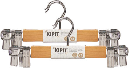 Kipit broeken/rokken kledinghangers - set 6x stuks - lichtbruin - 28 cm