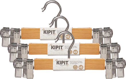 Kipit broeken/rokken kledinghangers - set 9x stuks - lichtbruin - 28 cm