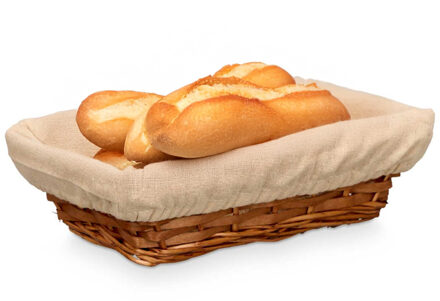 Kipit Broodmandje met stof - riet/canvas - bruin - 28 x 18 x 8 cm - landelijke stijl - Broodjes serv