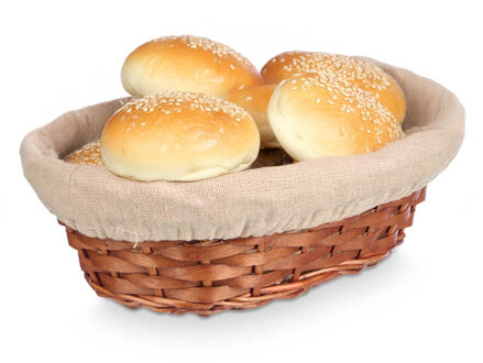 Kipit Broodmandje met stof - riet/canvas - bruin - 29 x 10 cm - landelijke stijl - Broodjes serveren