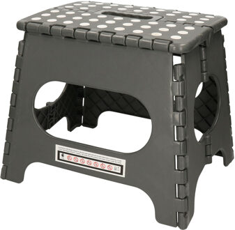 Kipit Inklapbaar keukenkrukje/opstapje grijs 30 x 27 cm - Huishoudkrukjes