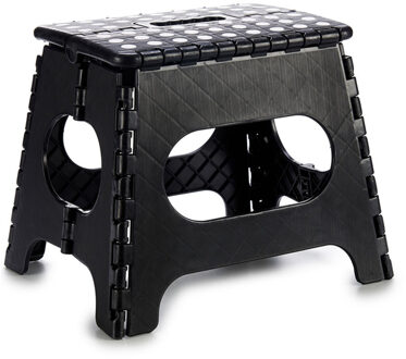 Kipit Inklapbaar keukenkrukje/opstapje - zwart - kunststof - 30 x 27 cm - opstapkrukje