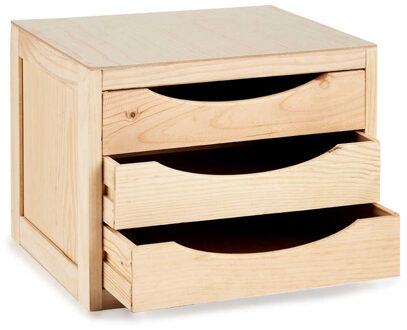Kipit Kantoor organiser ladeblok hout 39 x 30 x 29 cm - 3x lades - opbergen